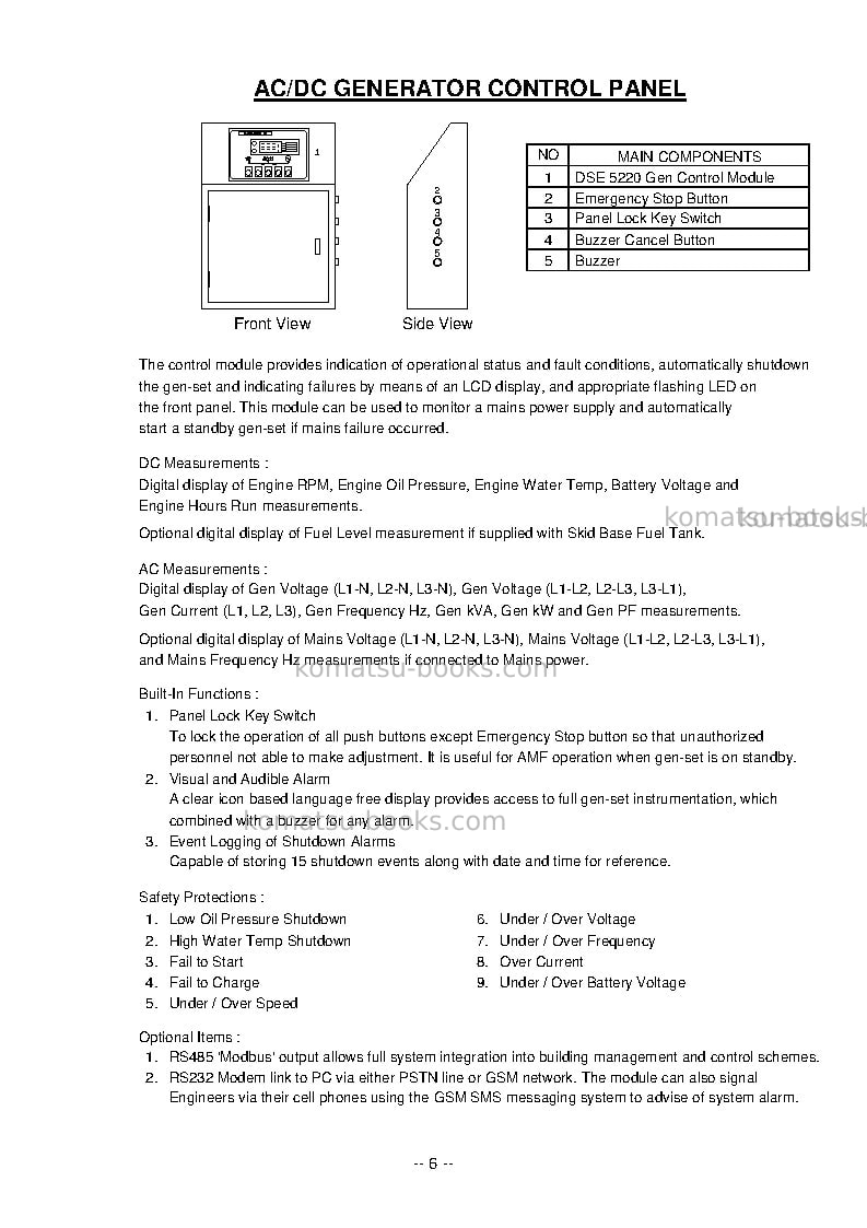 Komatsu egs570-6sgp Operation manual cover Page 7 Komatsu egs570-6sgp Operation manual cover Page 7