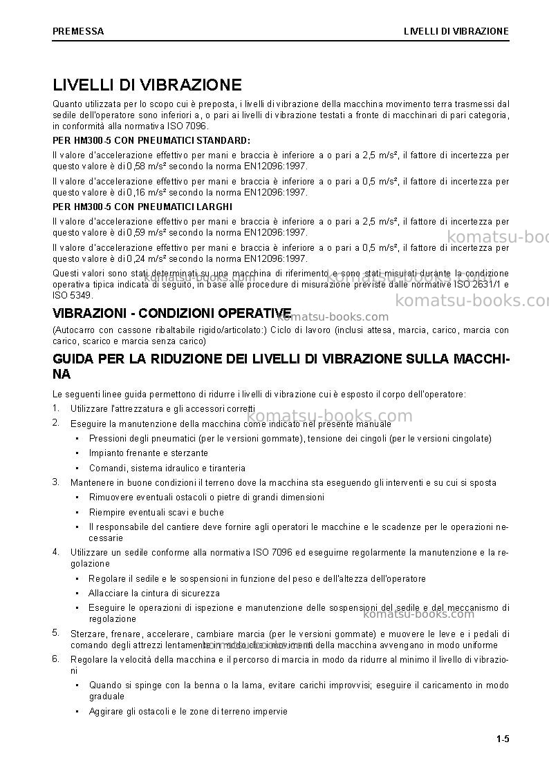 Komatsu hm300-5jpn Manuale operativo copertina Pagina 7 Komatsu hm300-5jpn Manuale operativo copertina Pagina 7