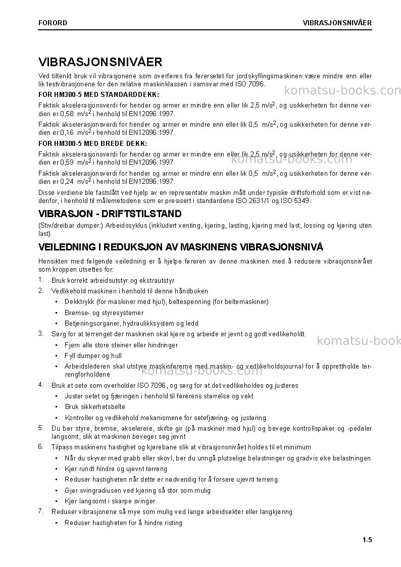 Komatsu hm300-5jpn Operation manual cover Page 7
