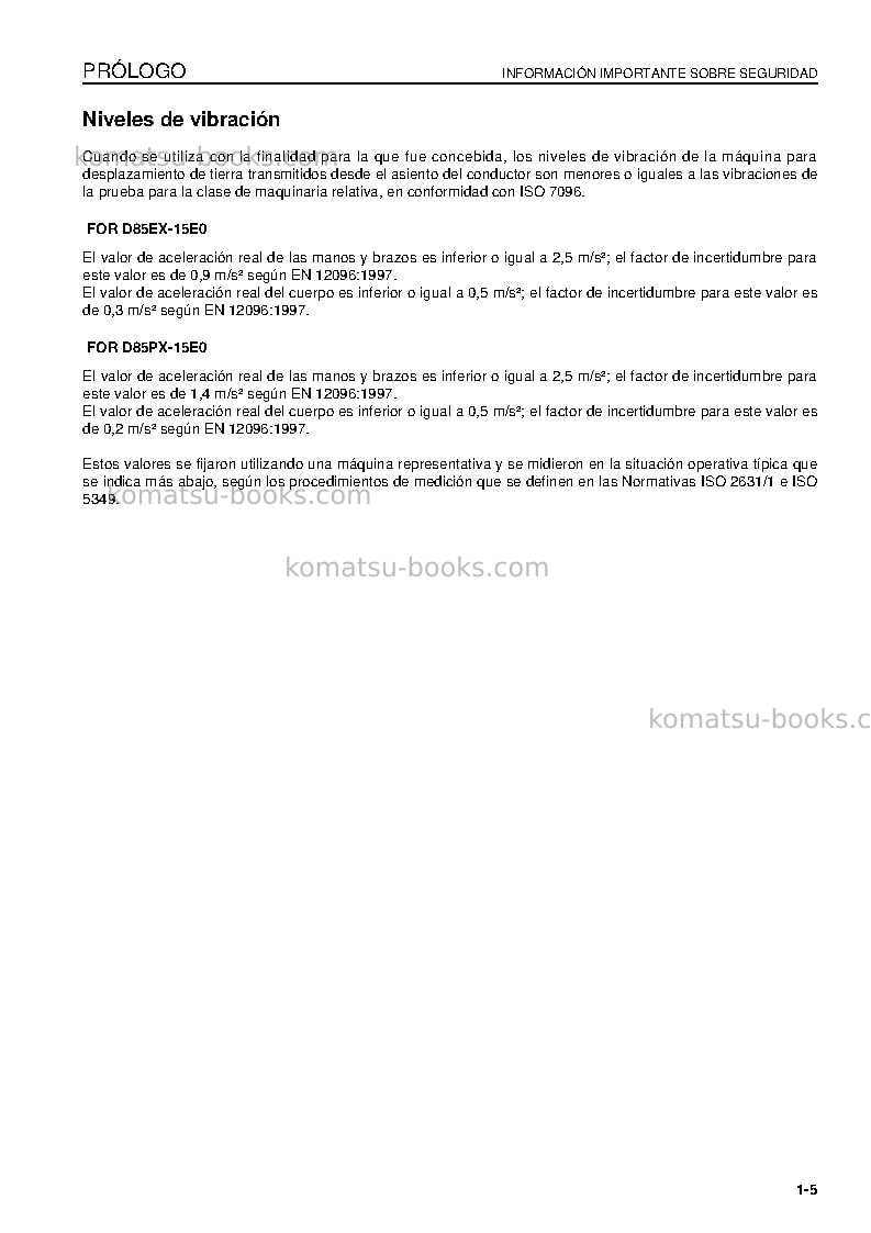 Komatsu d85px-15jpn-e0, for eu Manual de operación cover Page 7