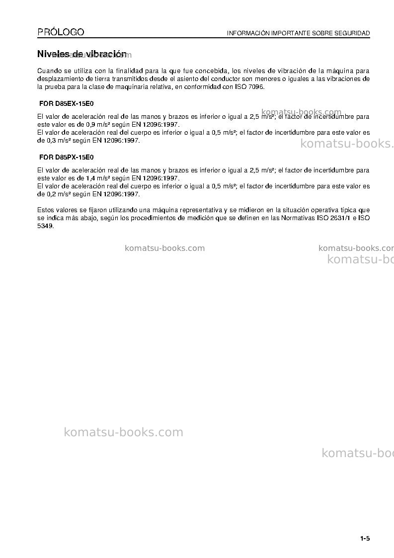 Komatsu d85ex-15jpn-e0 Manual de operación cover Page 7
