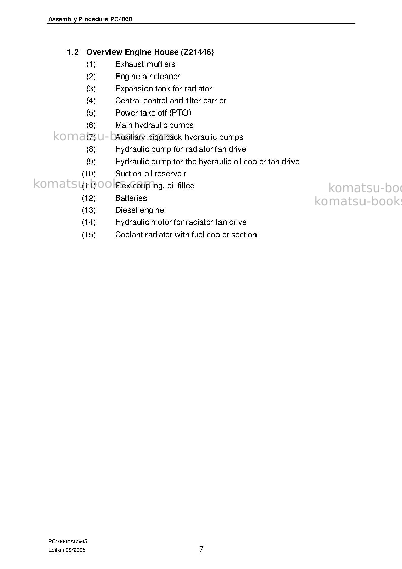 Komatsu pc4000-6deu Field assembly manual cover Page 7