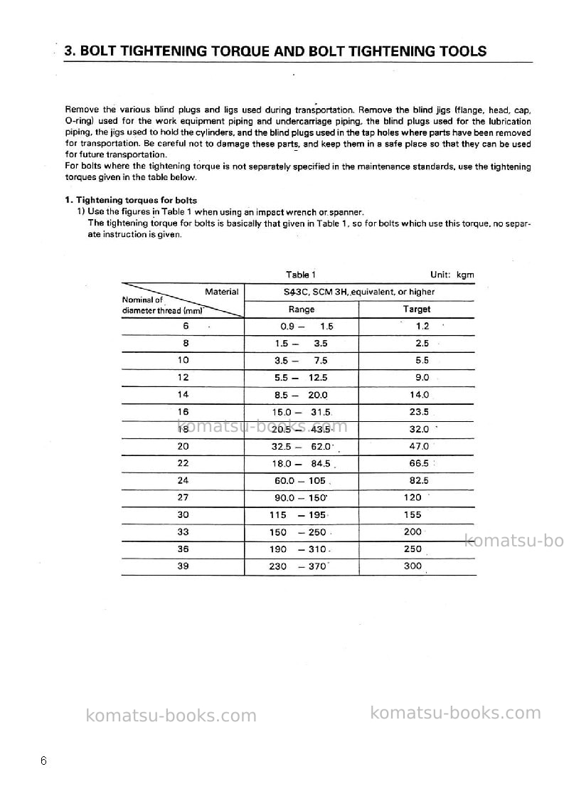 Komatsu pc1800-6jpn Field assembly manual cover Page 7 Komatsu pc1800-6jpn Field assembly manual cover Page 7
