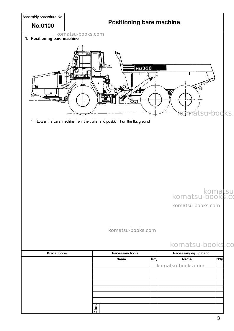 Komatsu hm300-2jpn Field assembly manual cover Page 7 Komatsu hm300-2jpn Field assembly manual cover Page 7