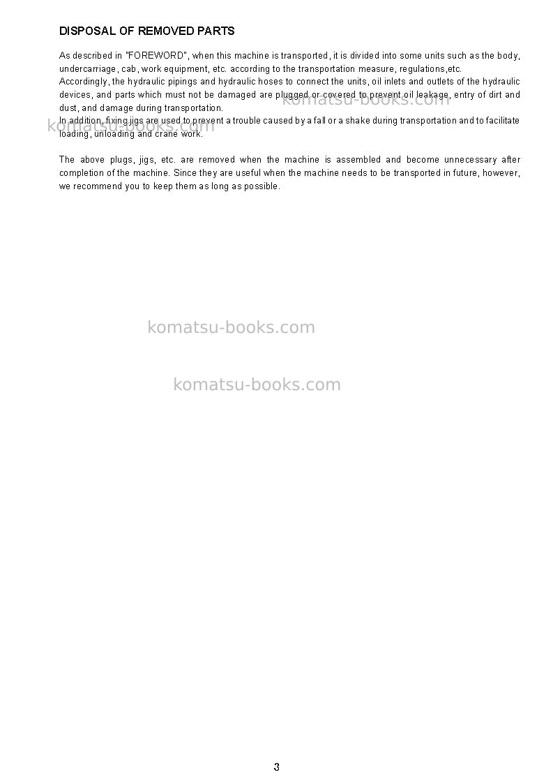 Komatsu pc600-8jpn Field assembly manual cover Page 7 Komatsu pc600-8jpn Field assembly manual cover Page 7