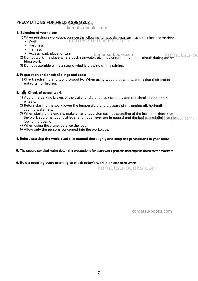 Komatsu d275a-5jpn Field assembly manual cover Page 7 Komatsu d275a-5jpn Field assembly manual cover Page 7