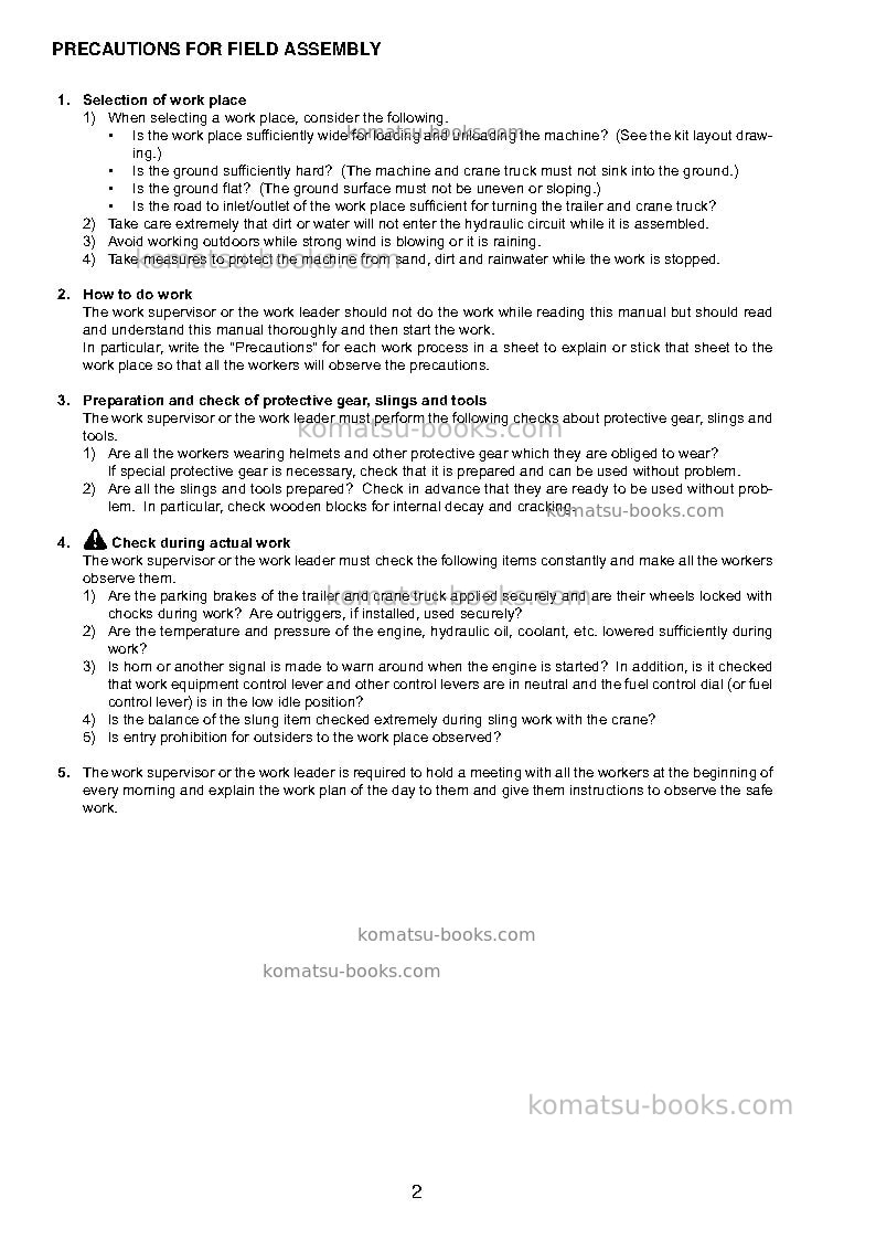 Komatsu pc2000-8jpn--30c degree Field assembly manual cover Page 7 Komatsu pc2000-8jpn--30c degree Field assembly manual cover Page 7