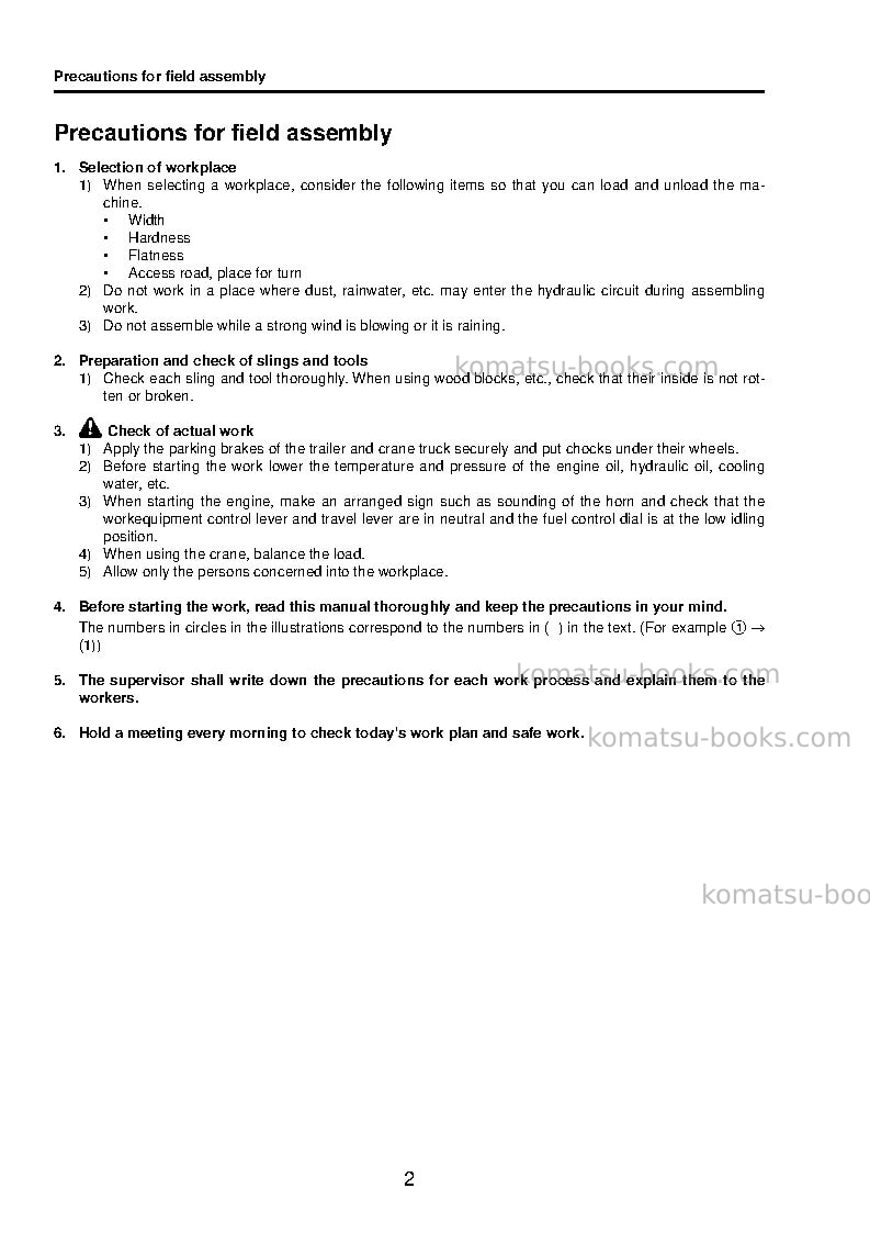 Komatsu d375a-5jpn Field assembly manual cover Page 7