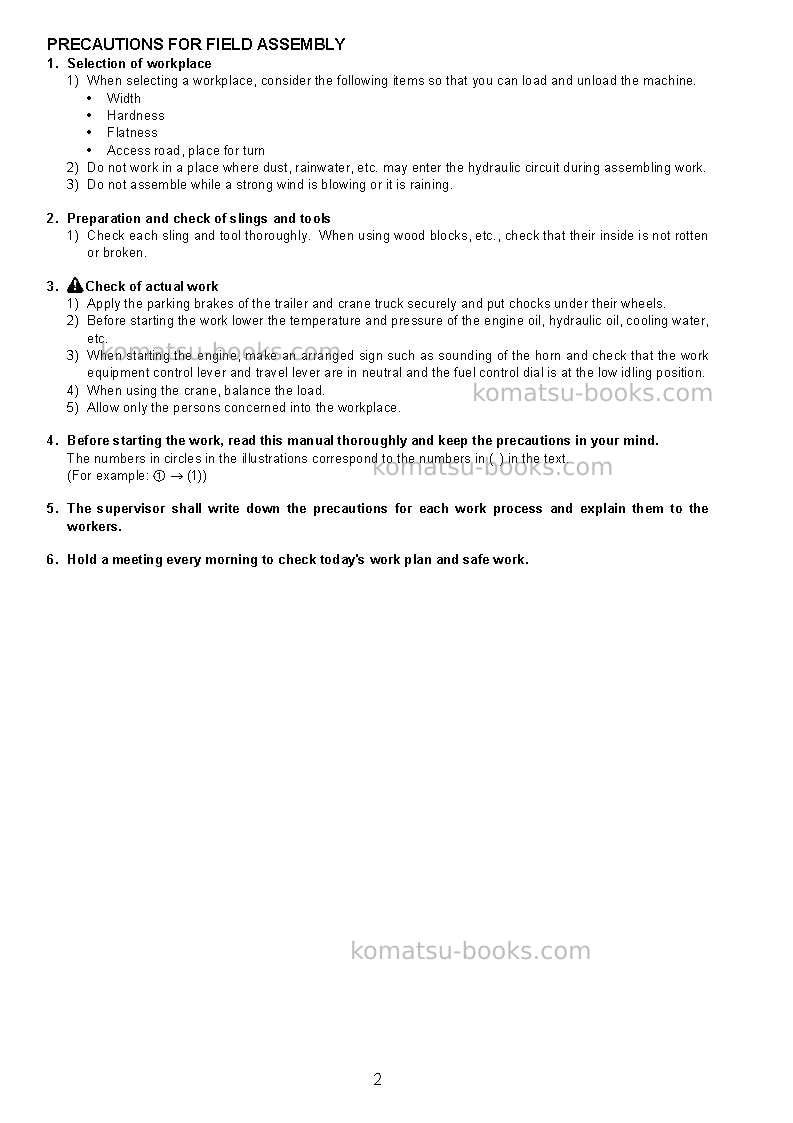 Komatsu br580jg-1jpn Field assembly manual cover Page 7 Komatsu br580jg-1jpn Field assembly manual cover Page 7