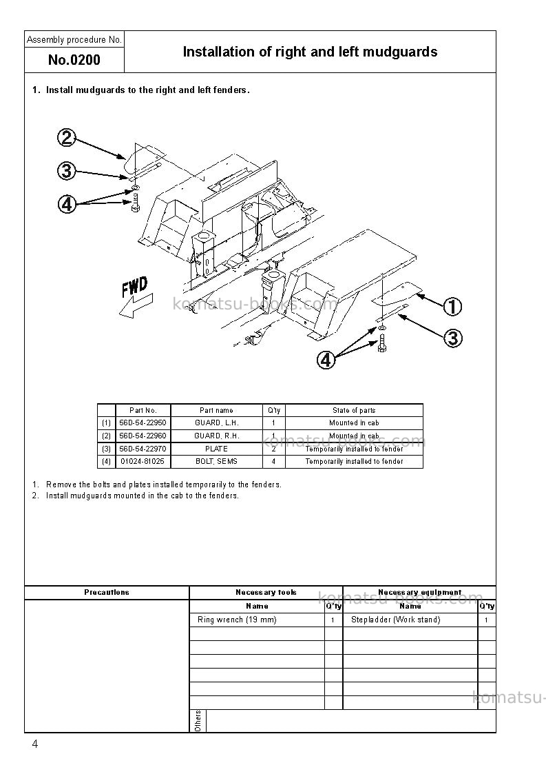 Komatsu hm350-2jpn-r Field assembly manual cover Page 7