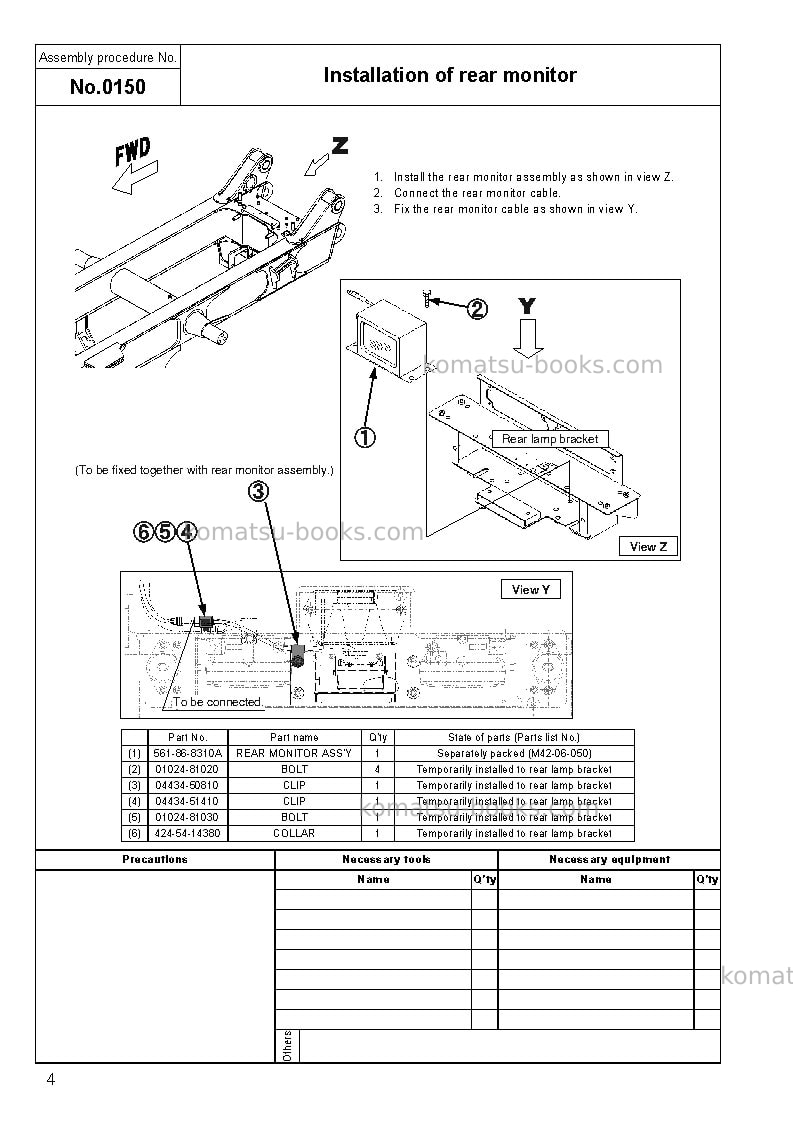 Komatsu hm400-2jpn-w/o egr Field assembly manual cover Page 7 Komatsu hm400-2jpn-w/o egr Field assembly manual cover Page 7
