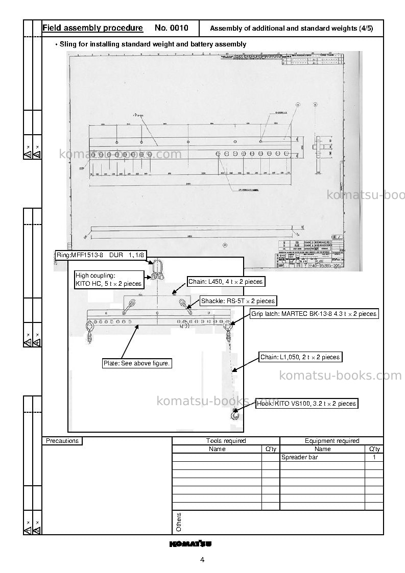 Komatsu wa500-6jpn Field assembly manual cover Page 7 Komatsu wa500-6jpn Field assembly manual cover Page 7