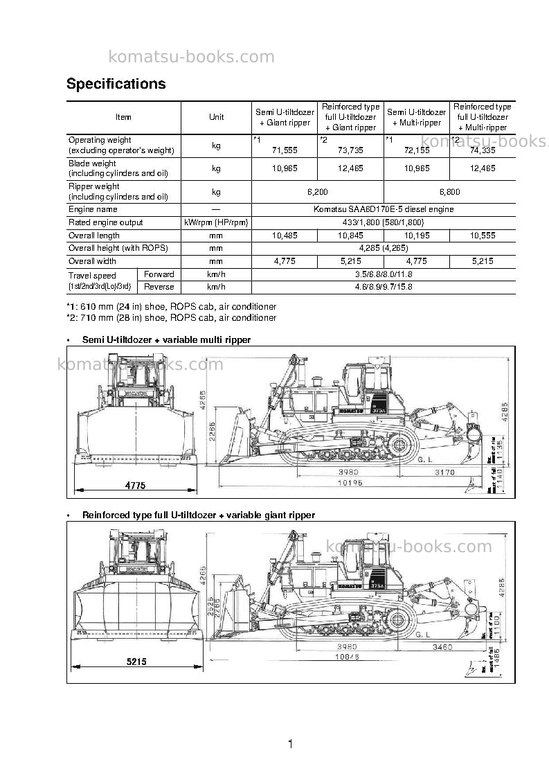 Komatsu d375a-6jpn-mining spec. Repair & maintenance cover Page 7 Komatsu d375a-6jpn-mining spec. Repair & maintenance cover Page 7