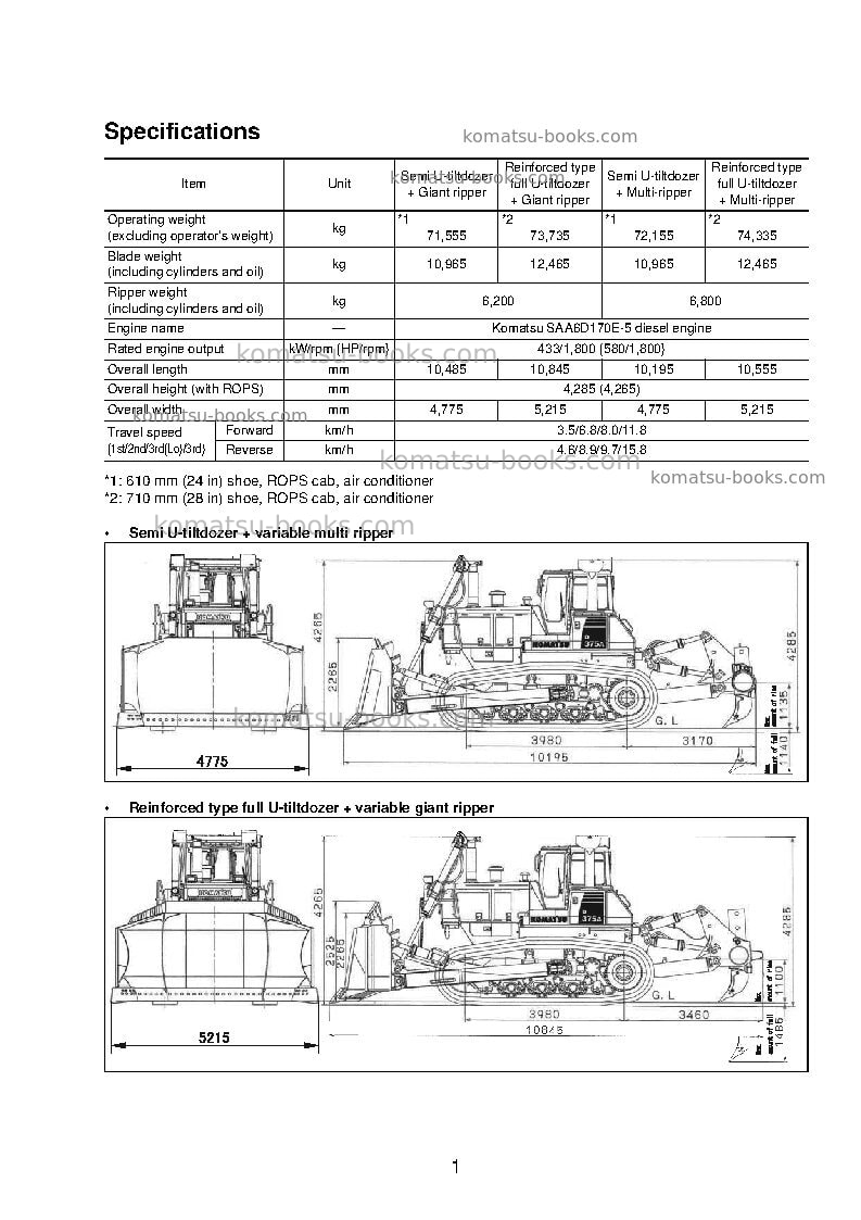 Komatsu d375a-6jpn-mining spec. Field assembly manual cover Page 7