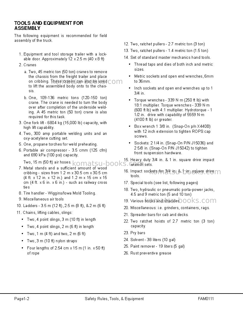 Komatsu hd1500-7jpn Field assembly manual cover Page 7
