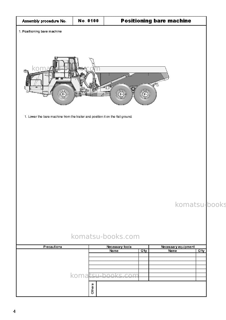 Komatsu hm300-3jpn Field assembly manual cover Page 7 Komatsu hm300-3jpn Field assembly manual cover Page 7