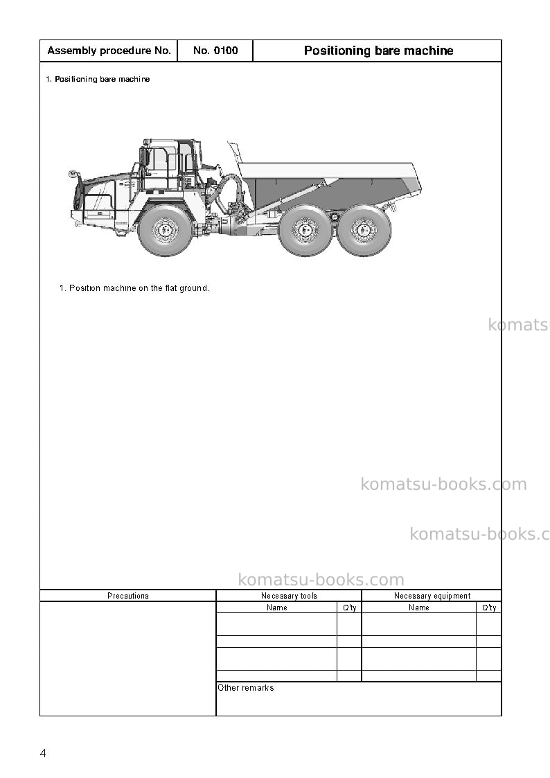 Komatsu hm400-3jpn Field assembly manual cover Page 7 Komatsu hm400-3jpn Field assembly manual cover Page 7