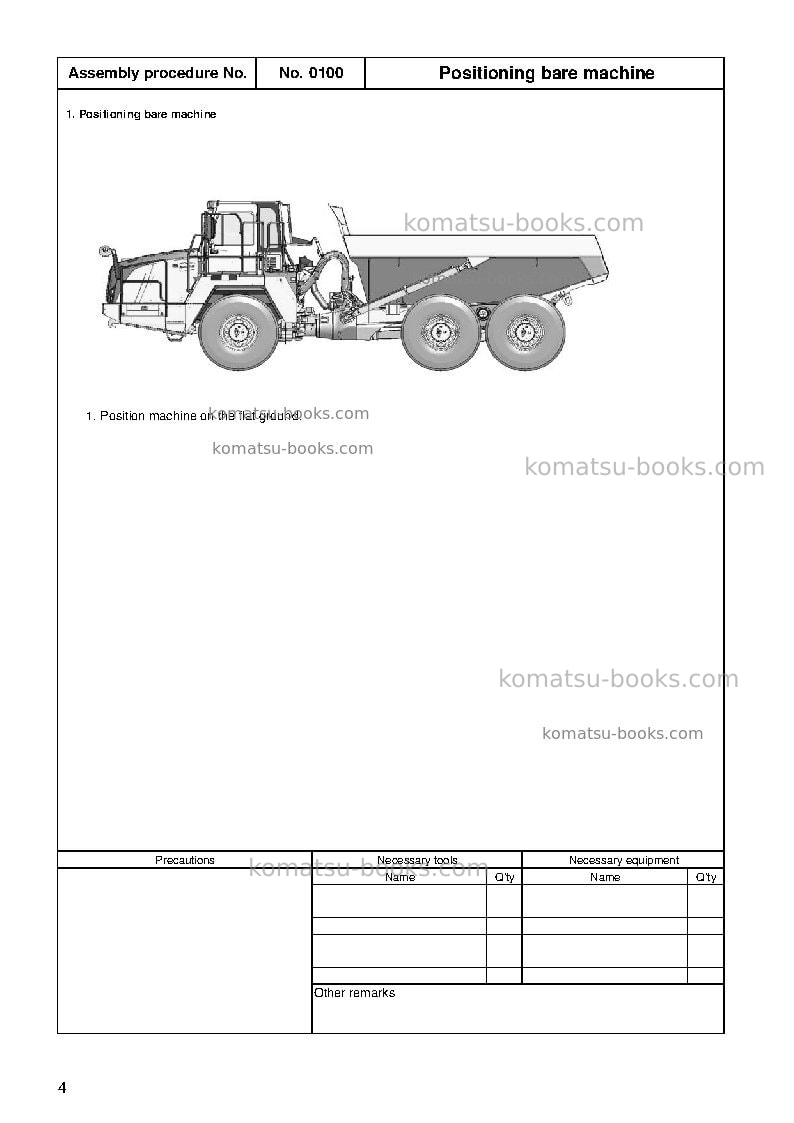 Komatsu hm400-3jpn-r Field assembly manual cover Page 7