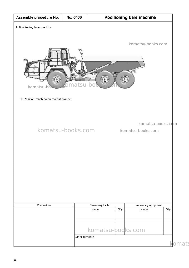 Komatsu hm400-3jpn-m0 Field assembly manual cover Page 7 Komatsu hm400-3jpn-m0 Field assembly manual cover Page 7