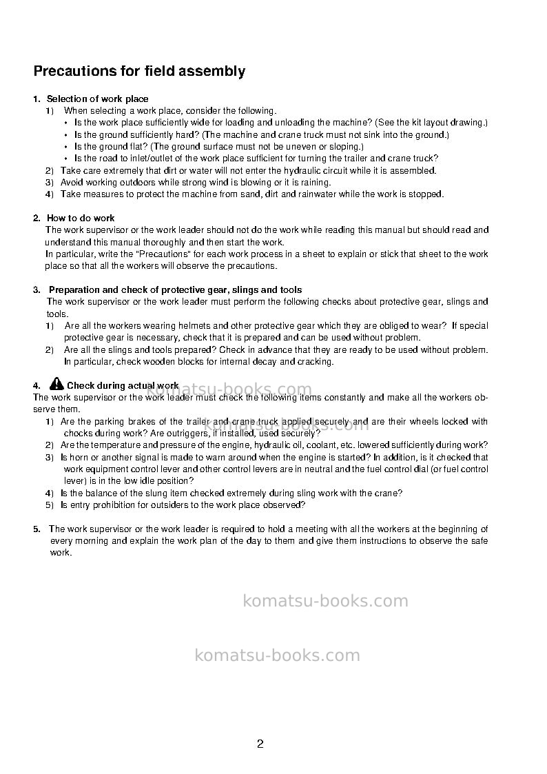 Komatsu pc490lc-11jpn Field assembly manual cover Page 7 Komatsu pc490lc-11jpn Field assembly manual cover Page 7