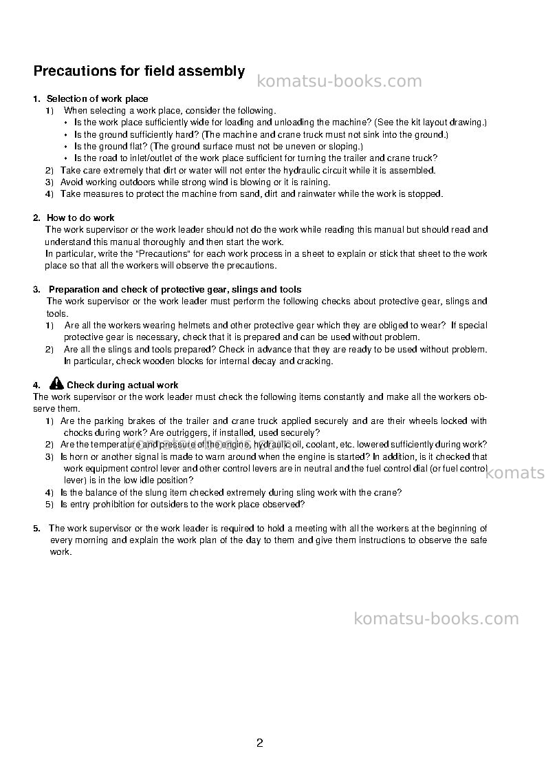 Komatsu pc490lc-11jpn-for eu Field assembly manual cover Page 7 Komatsu pc490lc-11jpn-for eu Field assembly manual cover Page 7