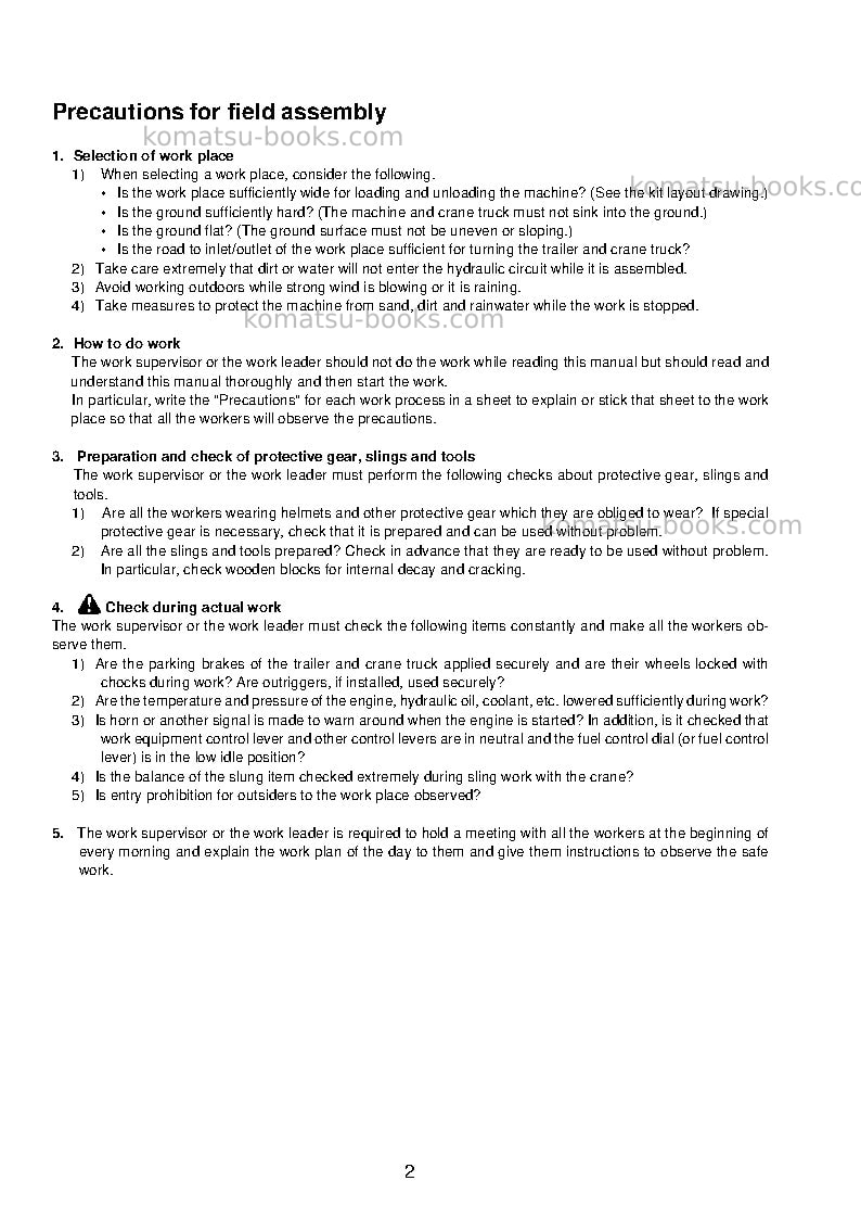 Komatsu pc360lc-11jpn-for eu Field assembly manual cover Page 7 Komatsu pc360lc-11jpn-for eu Field assembly manual cover Page 7