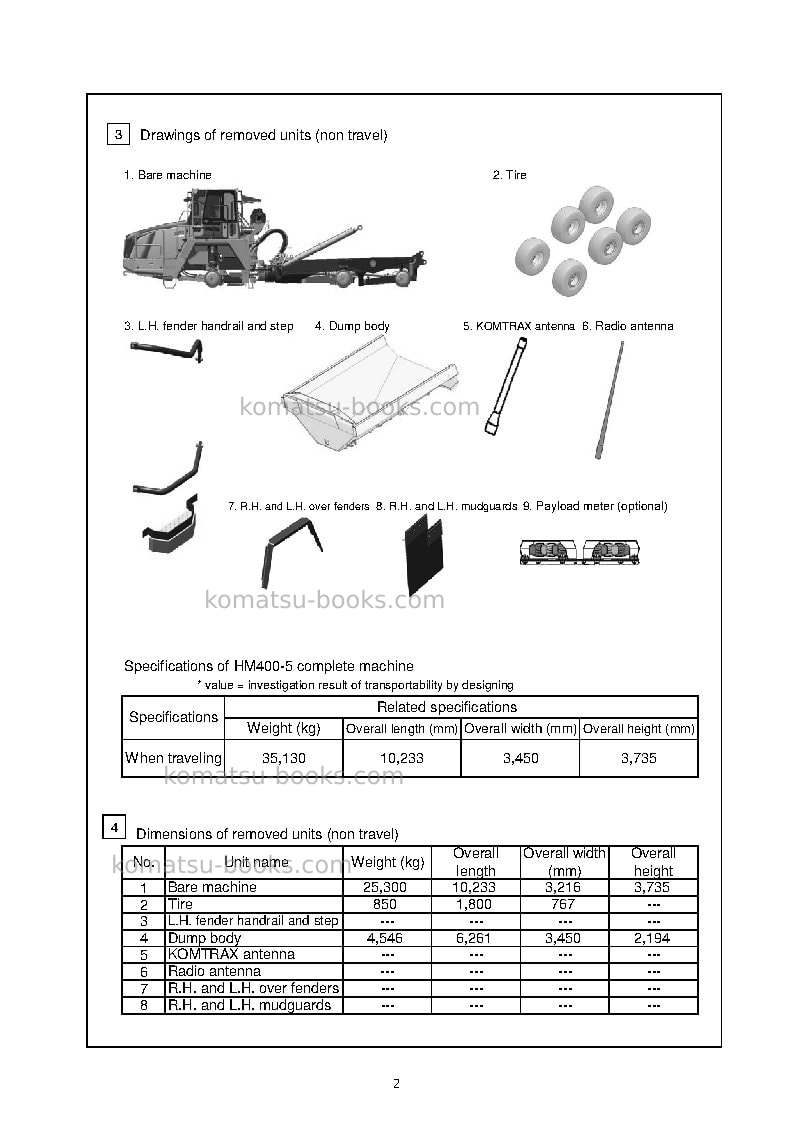 Komatsu hm400-5jpn Field assembly manual cover Page 7 Komatsu hm400-5jpn Field assembly manual cover Page 7