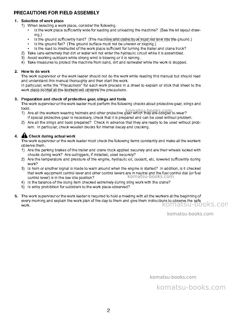 Komatsu d155axi-8jpn Field assembly manual cover Page 7 Komatsu d155axi-8jpn Field assembly manual cover Page 7