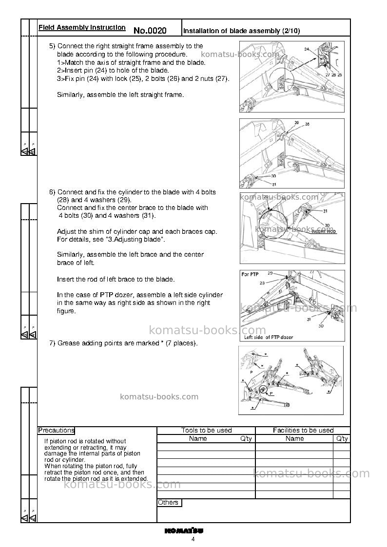 Komatsu d85exi-18jpn Field assembly manual cover Page 7