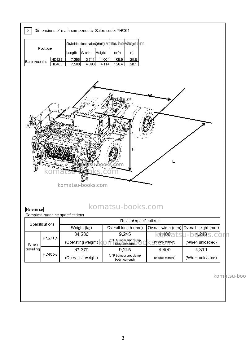 Komatsu hd405-8jpn Field assembly manual cover Page 7