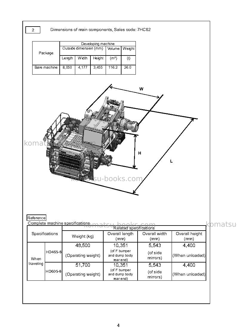 Komatsu hd465-8jpn Field assembly manual cover Page 7 Komatsu hd465-8jpn Field assembly manual cover Page 7