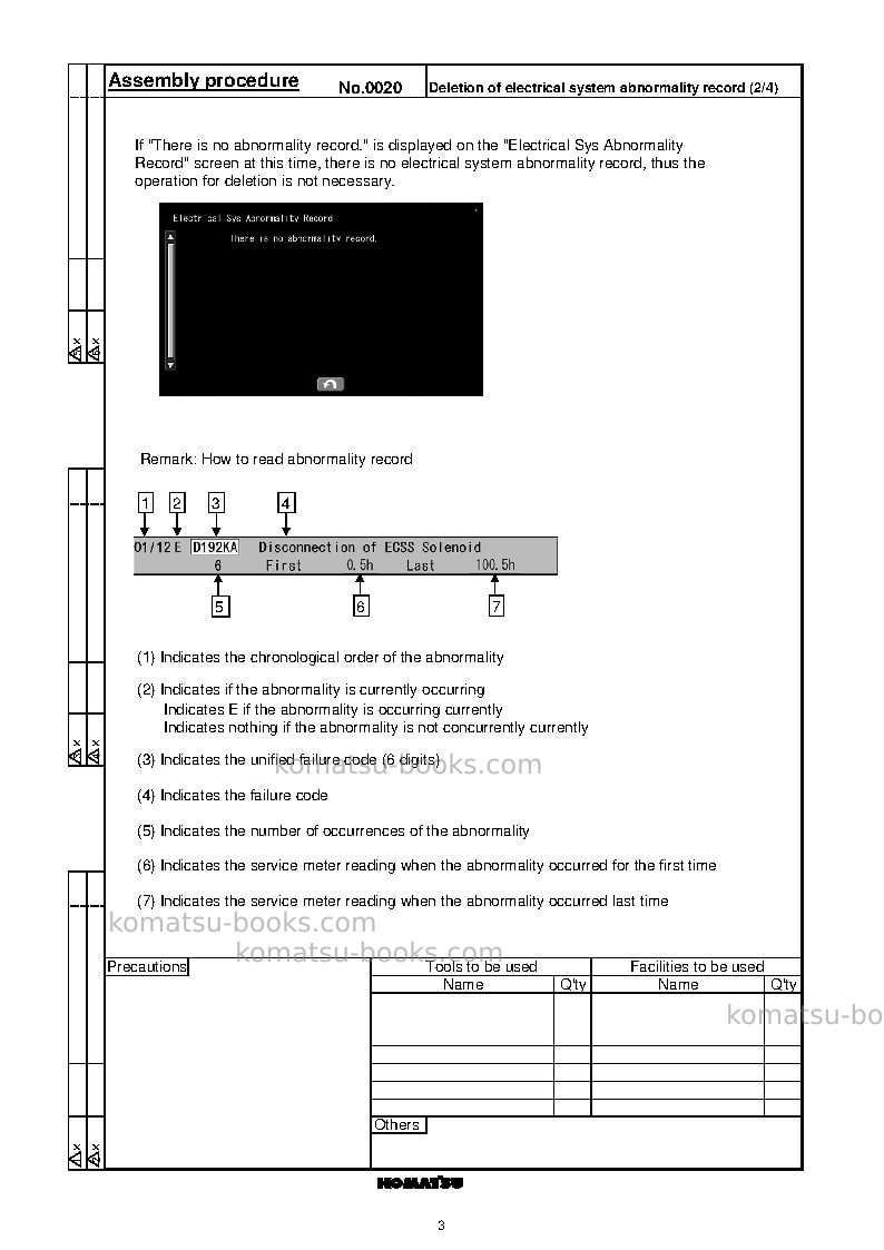 Komatsu wa480-8jpn Field assembly manual cover Page 7 Komatsu wa480-8jpn Field assembly manual cover Page 7