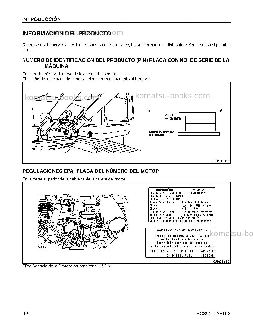 Komatsu pc350hd-8usa Manual de operación cover Page 7 Komatsu pc350hd-8usa Manual de operación cover Page 7