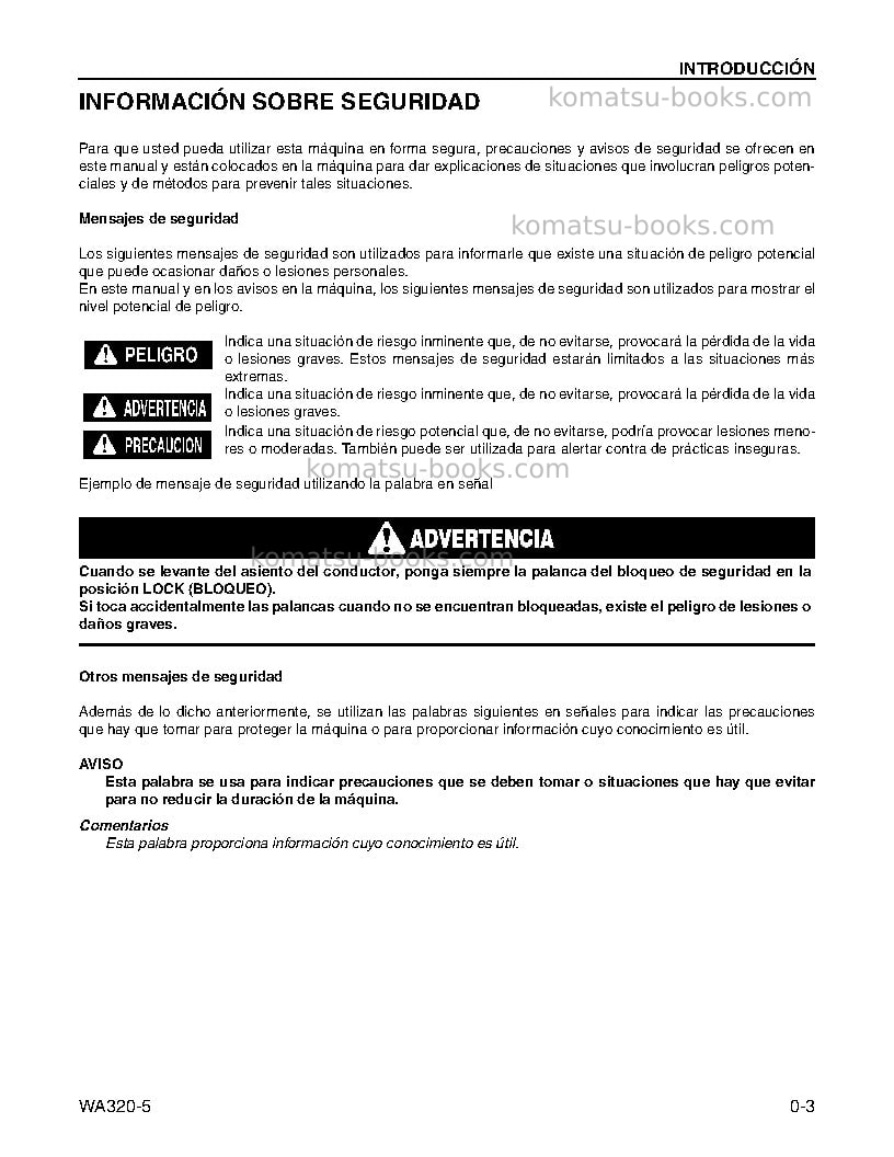 Komatsu wa320-5jpn Manual de operación cover Page 7 Komatsu wa320-5jpn Manual de operación cover Page 7