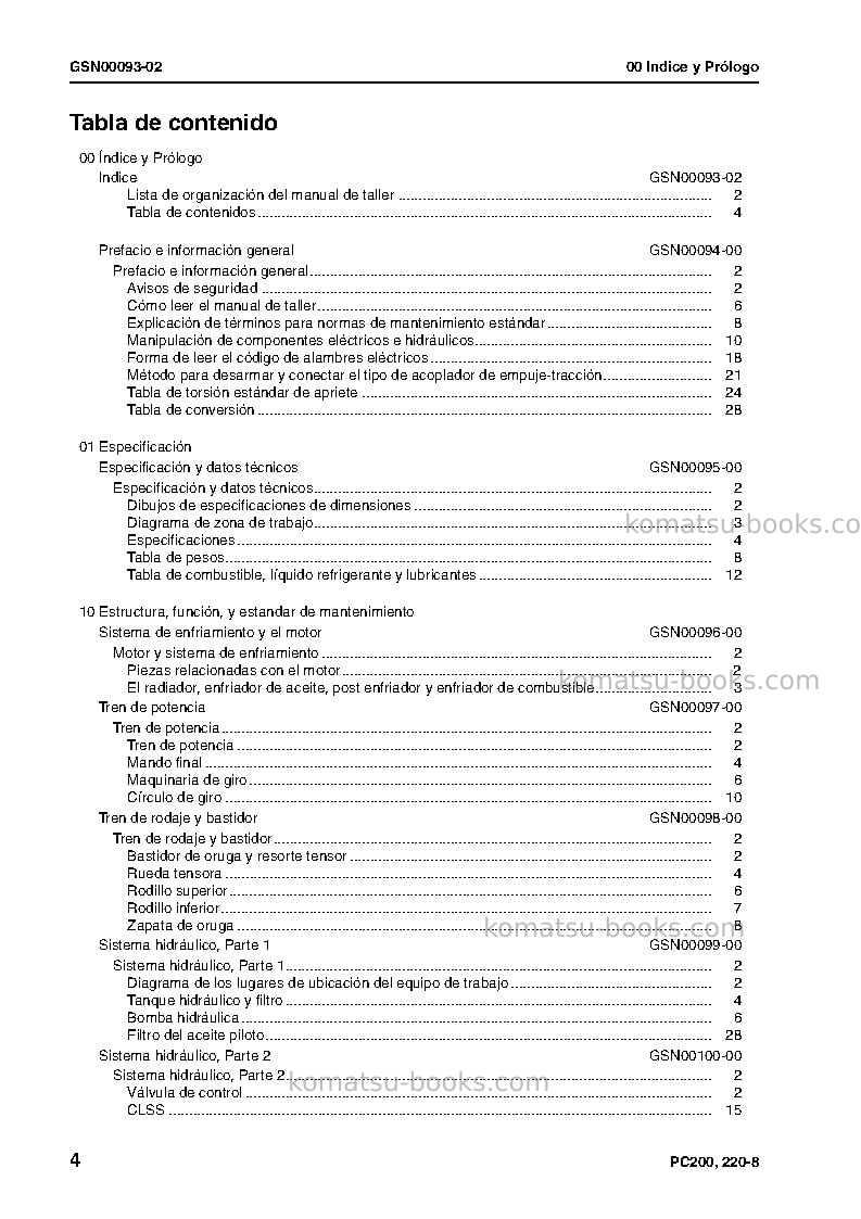 Komatsu pc200-8jpn-work equipment grease 500h Reparación y mantenimiento cover Page 7 Komatsu pc200-8jpn-work equipment grease 500h Reparación y mantenimiento cover Page 7