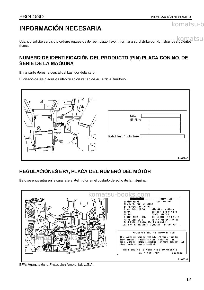 Komatsu wa200-6jpn Manual de operación cover Page 7 Komatsu wa200-6jpn Manual de operación cover Page 7