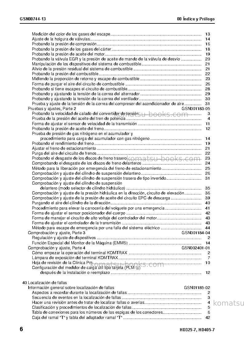 Komatsu hd325-7jpn Reparación y mantenimiento cover Page 7
