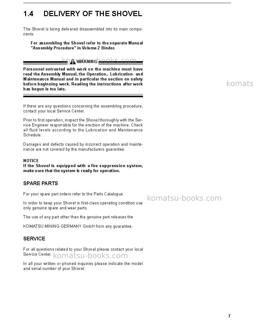Komatsu pc3000-6deu Operation manual cover Page 7 Komatsu pc3000-6deu Operation manual cover Page 7