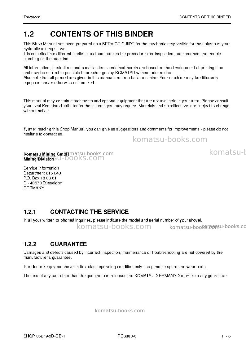 Komatsu pc3000-6deu Repair & maintenance cover Page 7