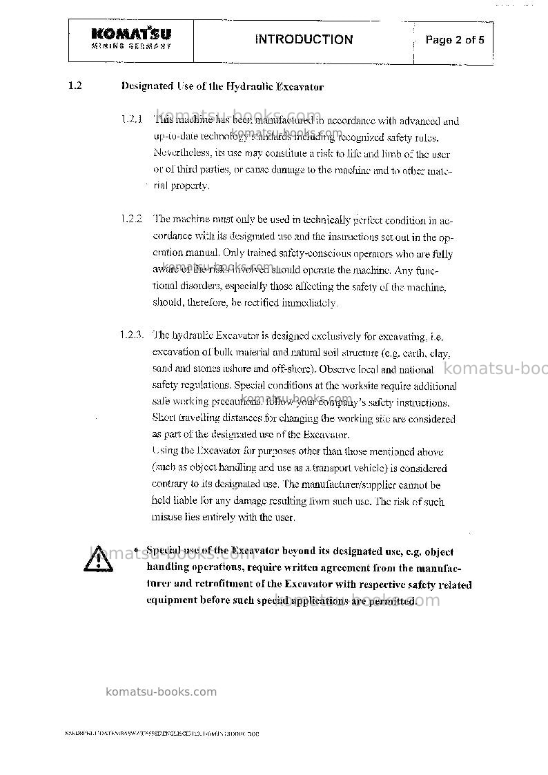 Komatsu pc8000-6deu-mian drive motor Operation manual cover Page 7