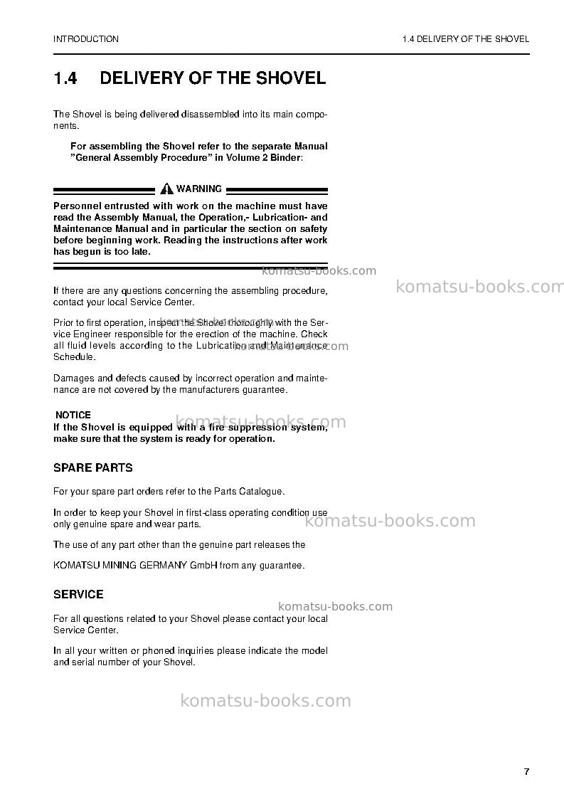 Komatsu pc8000-6deu Operation manual cover Page 7 Komatsu pc8000-6deu Operation manual cover Page 7