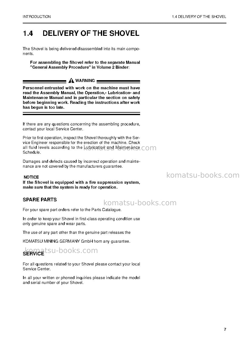 Komatsu pc8000-6deu Operation manual cover Page 7 Komatsu pc8000-6deu Operation manual cover Page 7