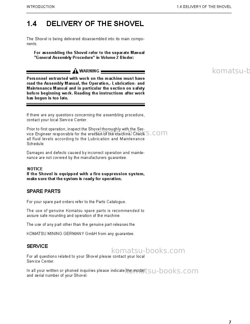 Komatsu pc8000-6deu Operation manual cover Page 7 Komatsu pc8000-6deu Operation manual cover Page 7
