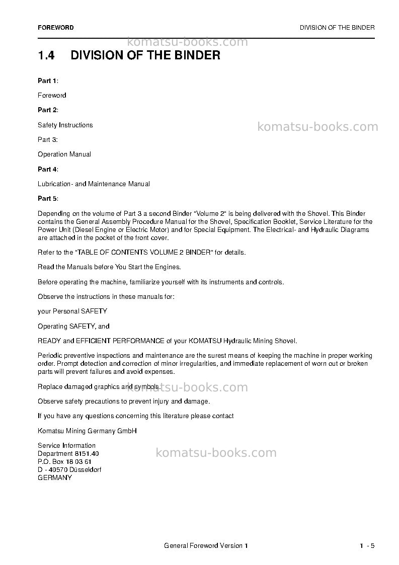 Komatsu pc8000e-6deu Operation manual cover Page 7
