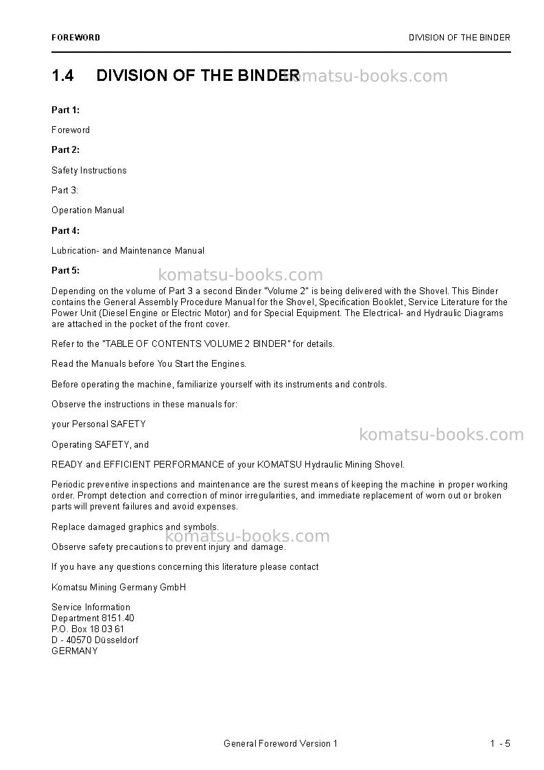 Komatsu pc8000e-6deu Operation manual cover Page 7