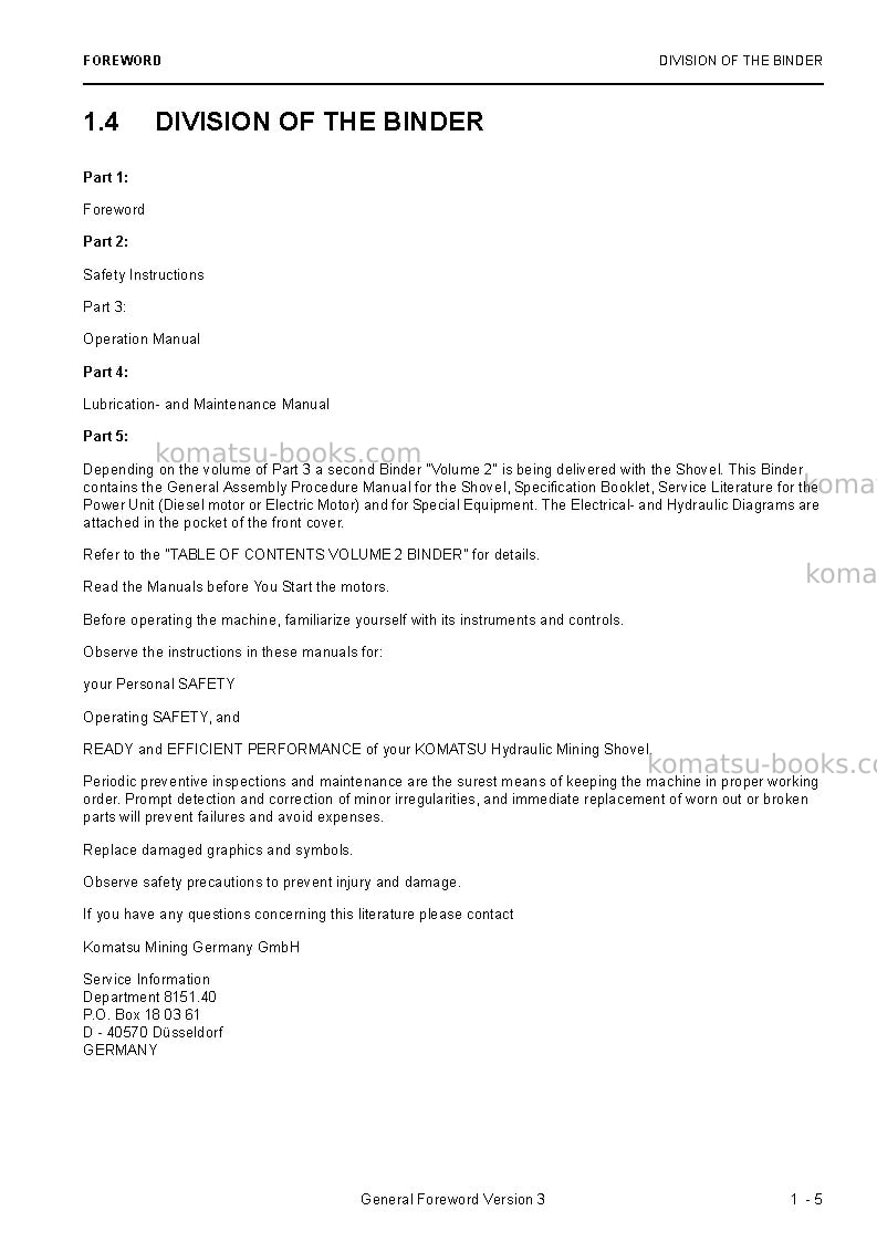 Komatsu pc8000e-6deu Operation manual cover Page 7
