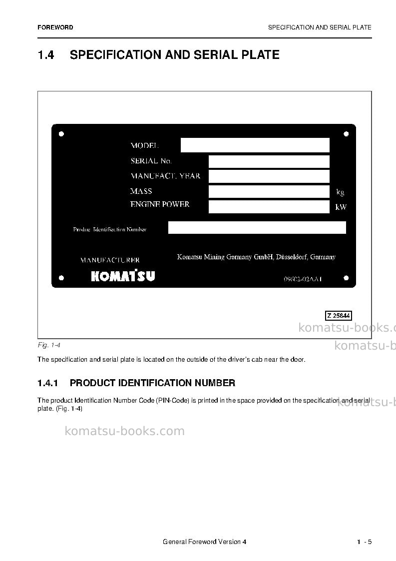 Komatsu pc8000e-6deu Operation manual cover Page 7
