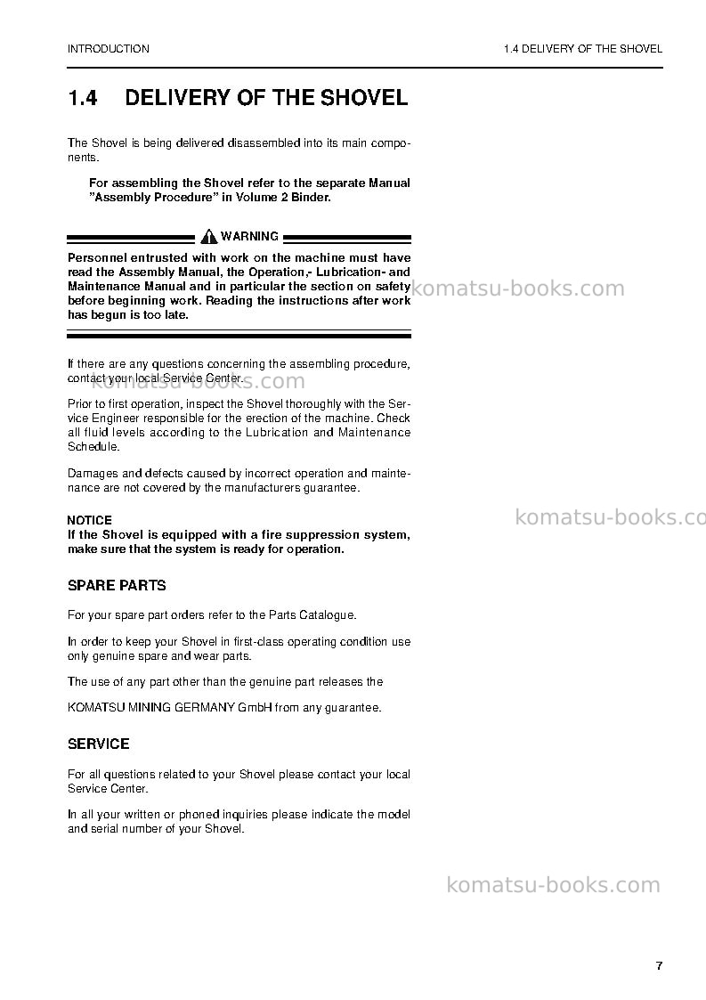 Komatsu pc5500-6deu Operation manual cover Page 7 Komatsu pc5500-6deu Operation manual cover Page 7