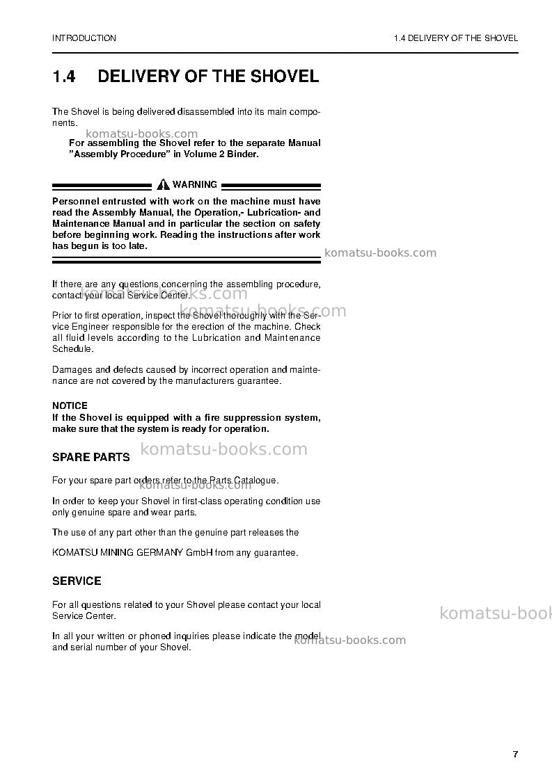 Komatsu pc5500-6deu Operation manual cover Page 7 Komatsu pc5500-6deu Operation manual cover Page 7