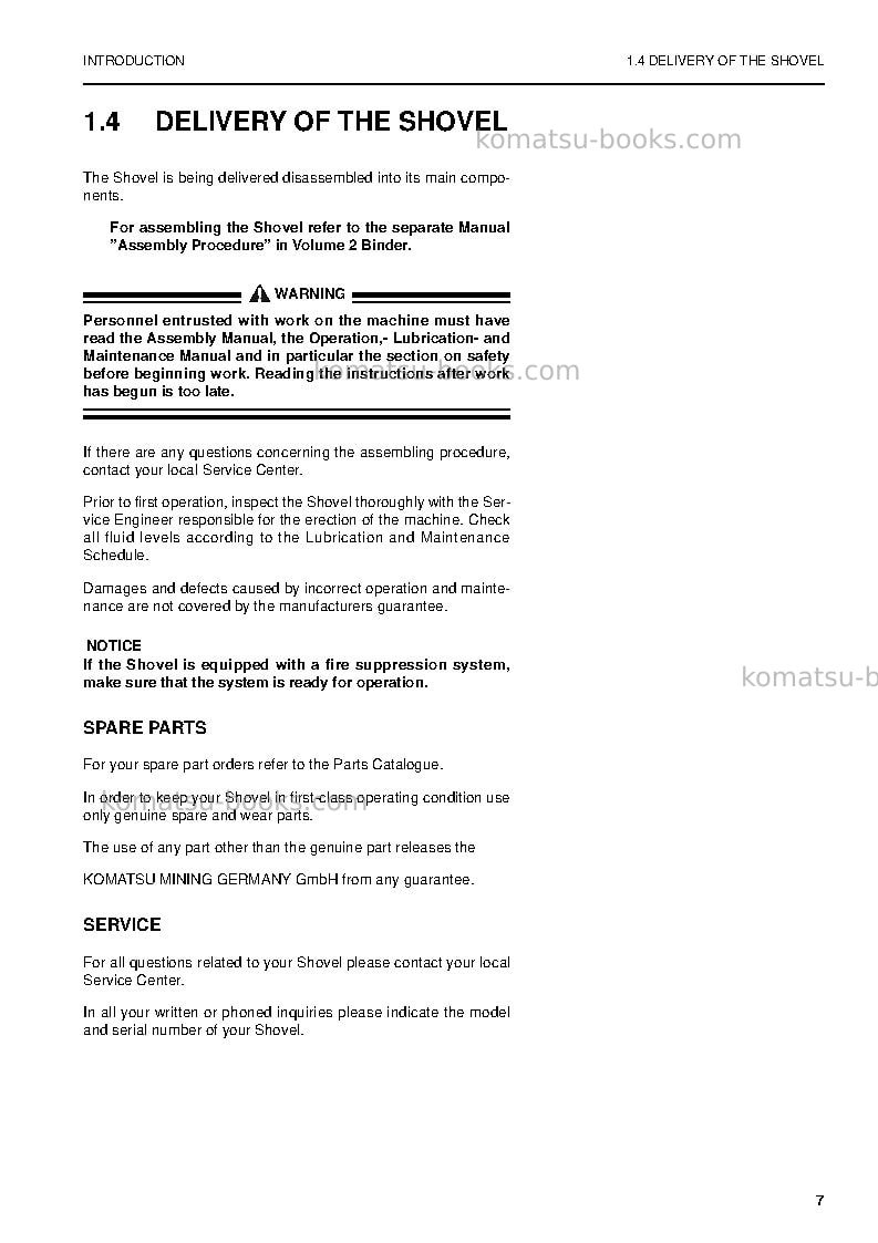 Komatsu pc5500-6deu Operation manual cover Page 7 Komatsu pc5500-6deu Operation manual cover Page 7